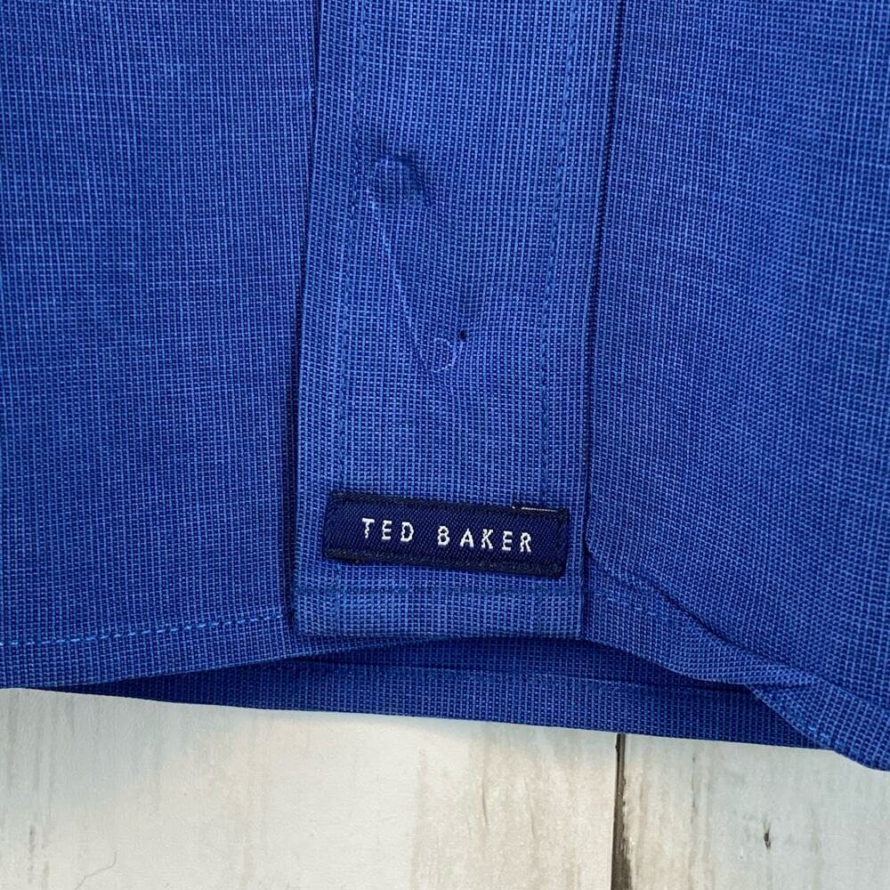 Ted Baker London Blue Long Sleeve Chest Pocket Button-Down Shirt Size Large/4 - Picture 4 of 12
